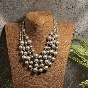 Elegant Silver Beaded Necklace
